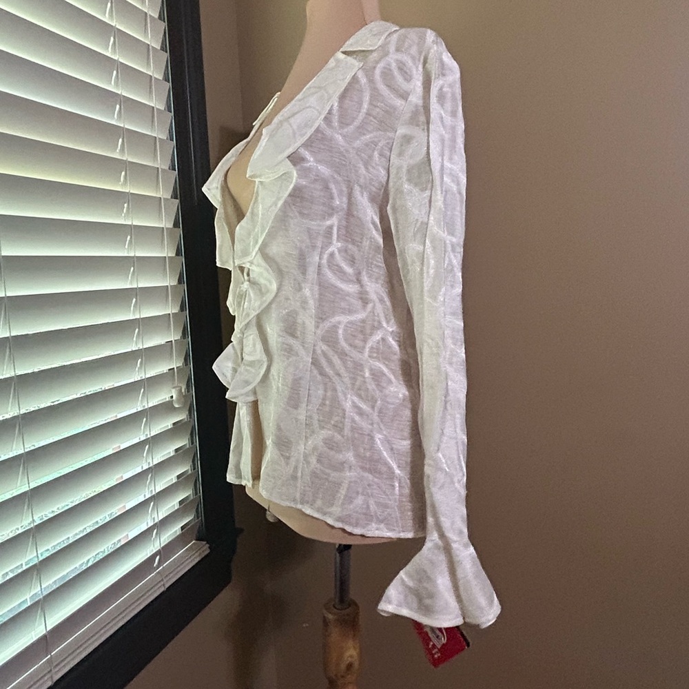 Oscar de la Renta White Textured Blouse - Picture 2 of 7